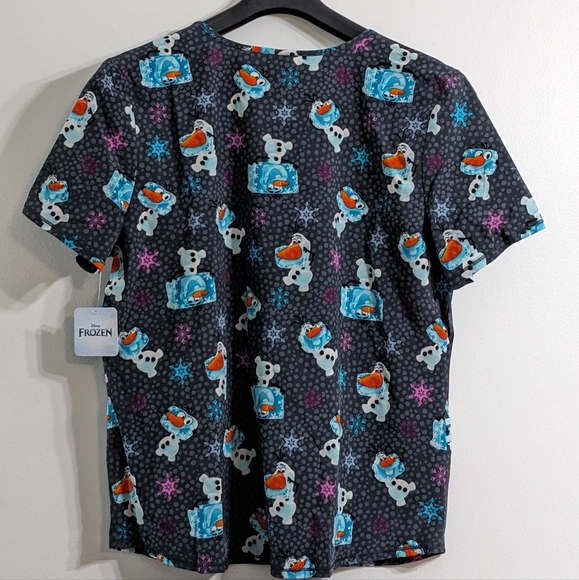 Disney Frozen Olaf Winter Themed Scrub Star V Neck Scrub Top, Size XL, NWT - Picture 2 of 4
